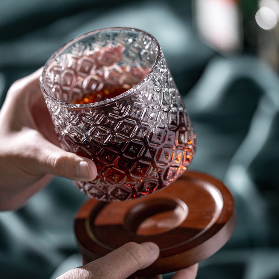 Vasos giratorios con Base de Vidrio y Madera - Imagen 3