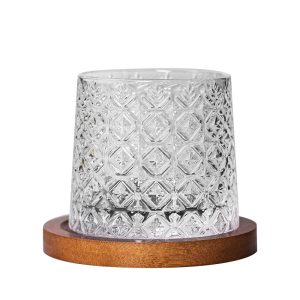 Vasos giratorios con Base de Vidrio y Madera